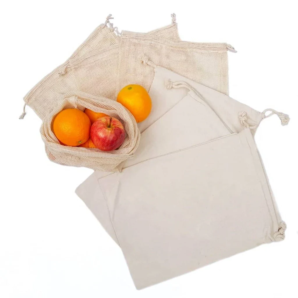 Reusable Organic Cotton Produce Bags (6-Pack)